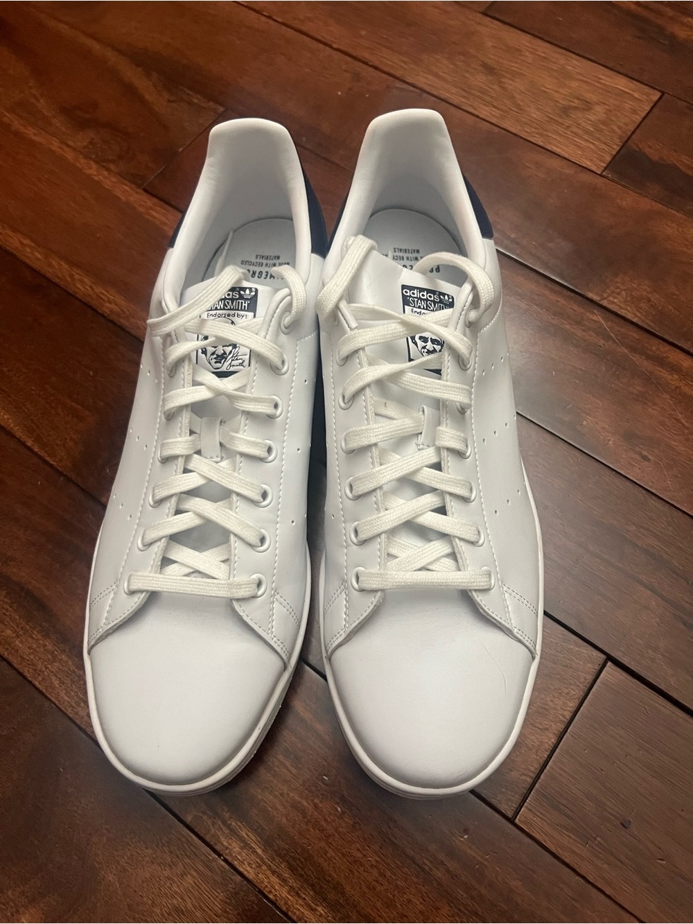 adidas White Sneakers with Navy Heel Tab